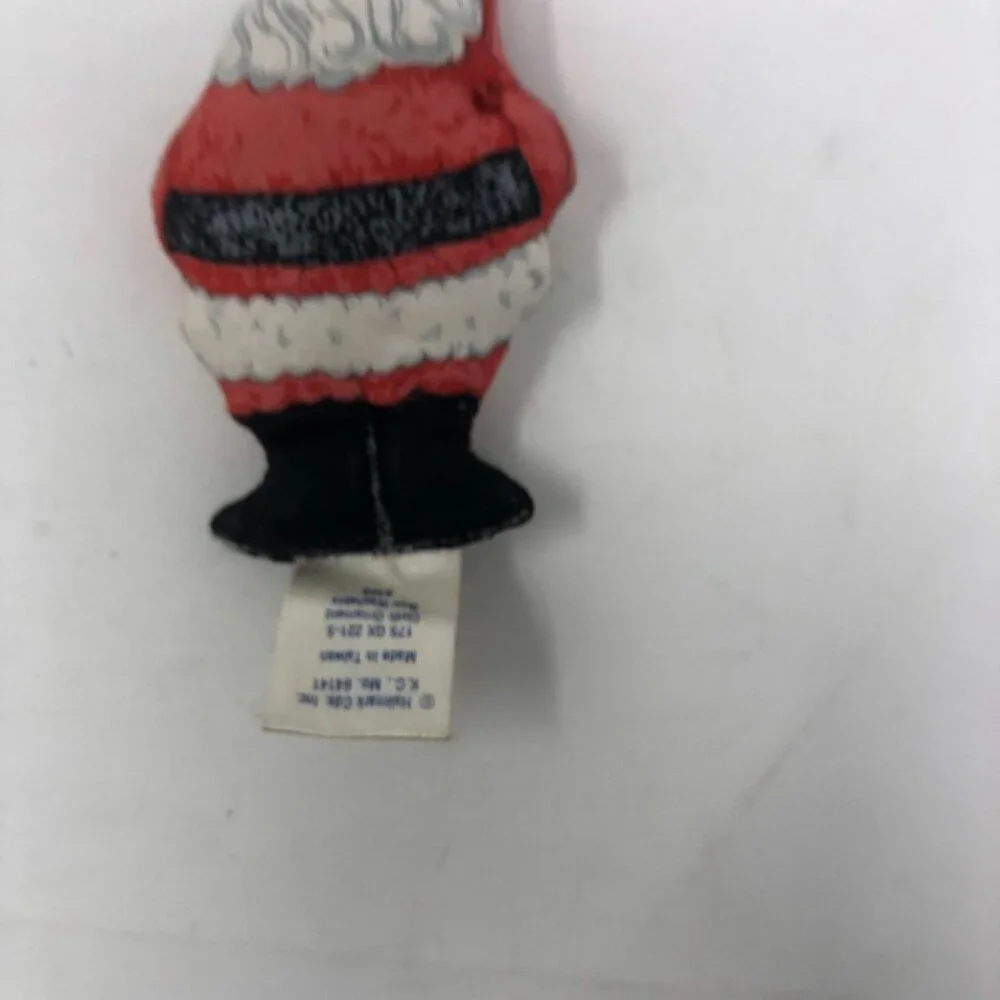 Vintage Hallmark Santa Claus Hanging Ornament Bell Red White Staple Cotton